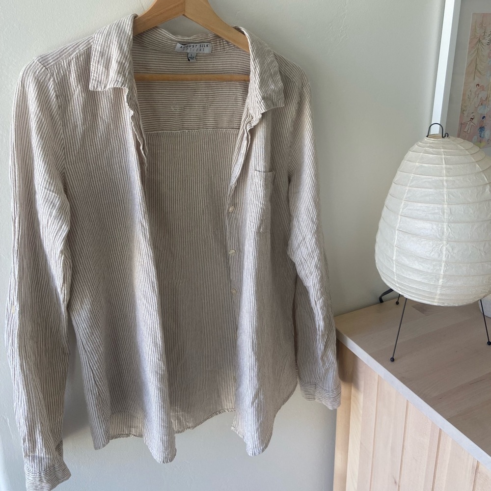 STRIPED LINEN BLOUSE - Picture 3 of 8